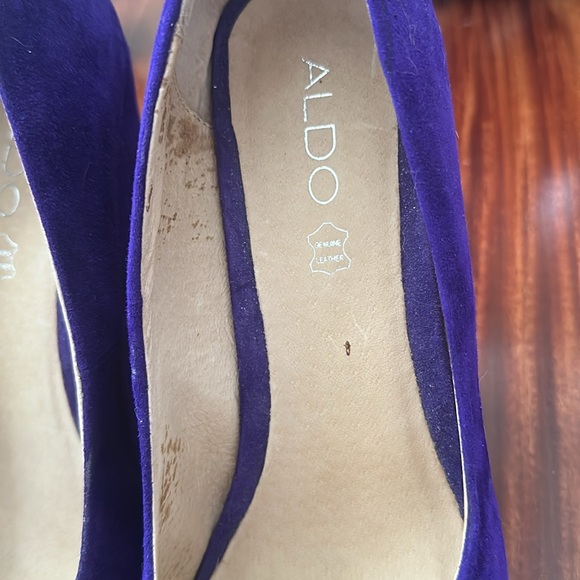 Aldo Royal Purple Suede Platform Wedge Heels Size 8 (EU 38.5) - Picture 4 of 16